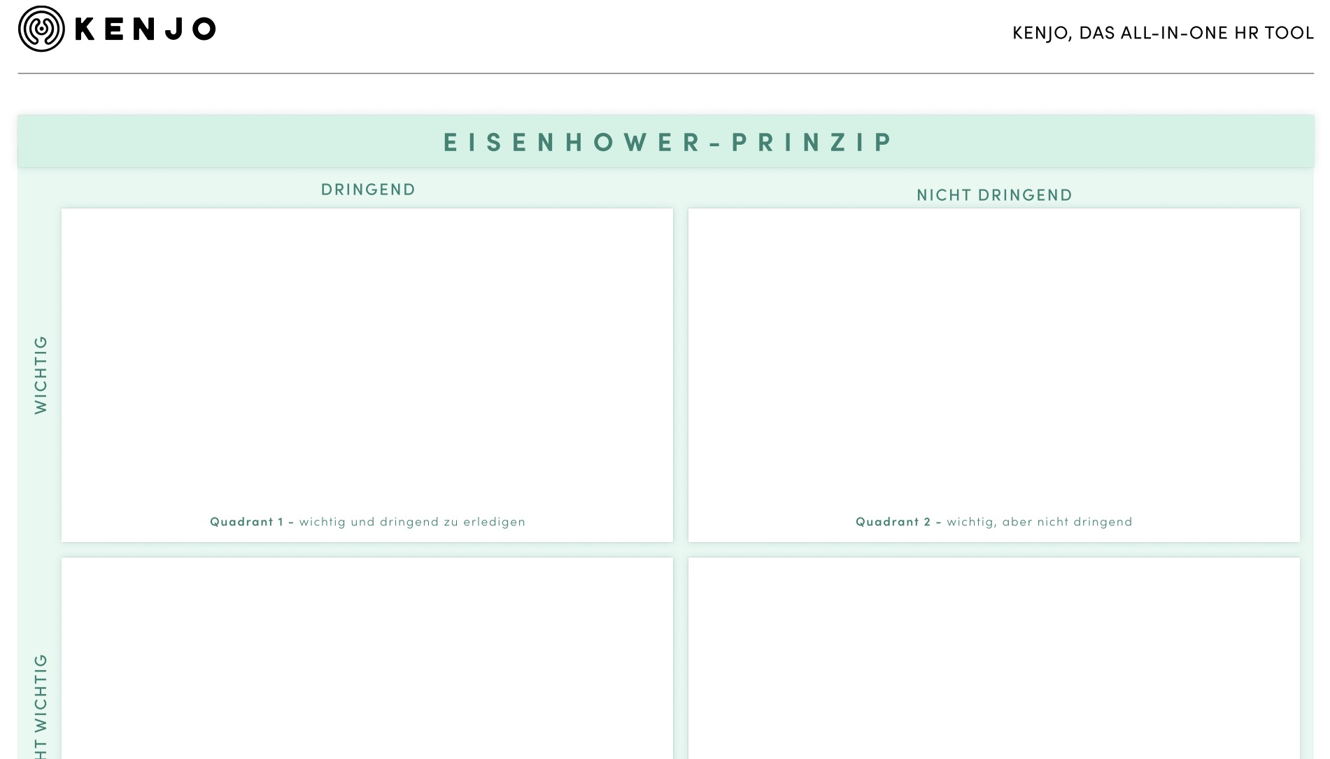 Kostenlose Eisenhower Matrix Vorlage | Kenjo