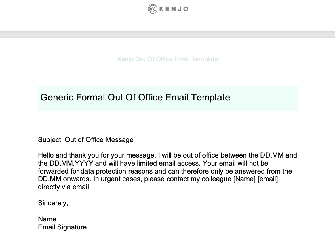 Free Out Of Office Email Template Kenjo Free Out Of Office Email Template Kenjo