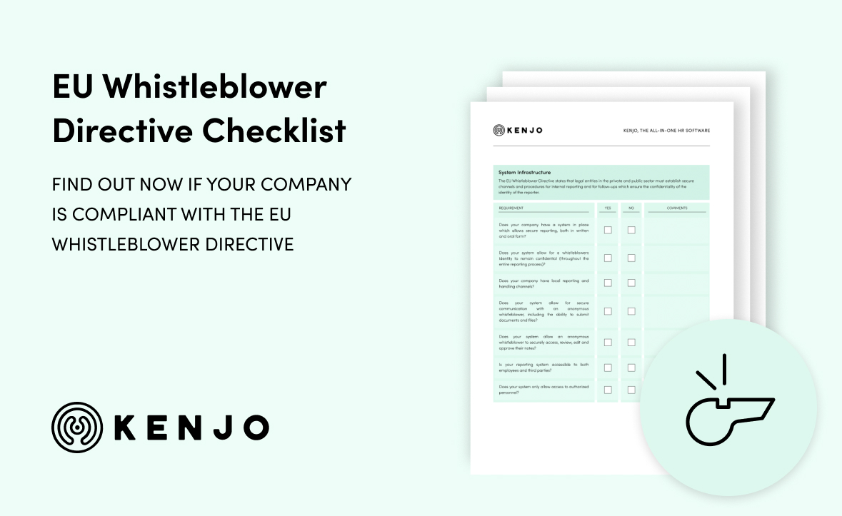 Kenjo EU Whistleblower Directive Checklist Landing Page